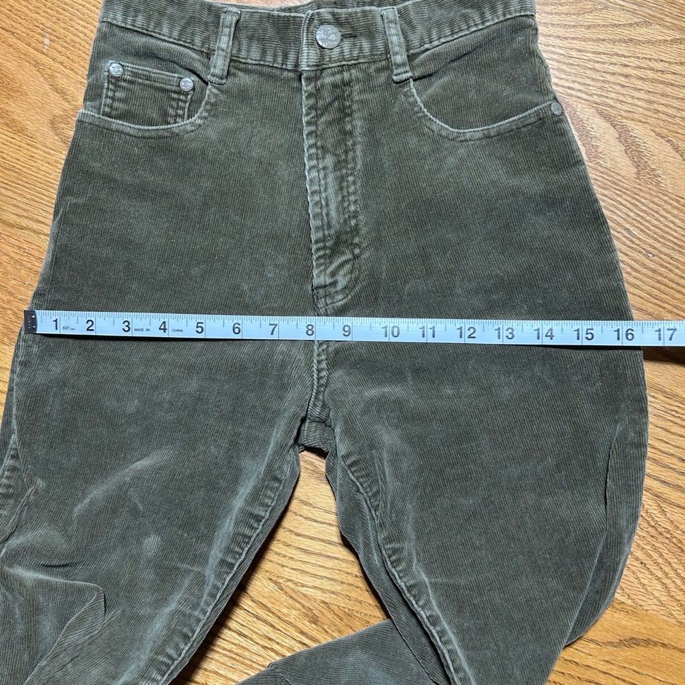 Vintage Women's Hao Jun Olive HR Corduroy Flare Pants Size 26 - Picture 6 of 9